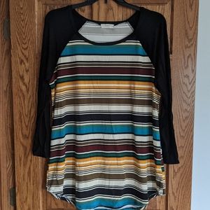 Plus long sleeve striped t shirt